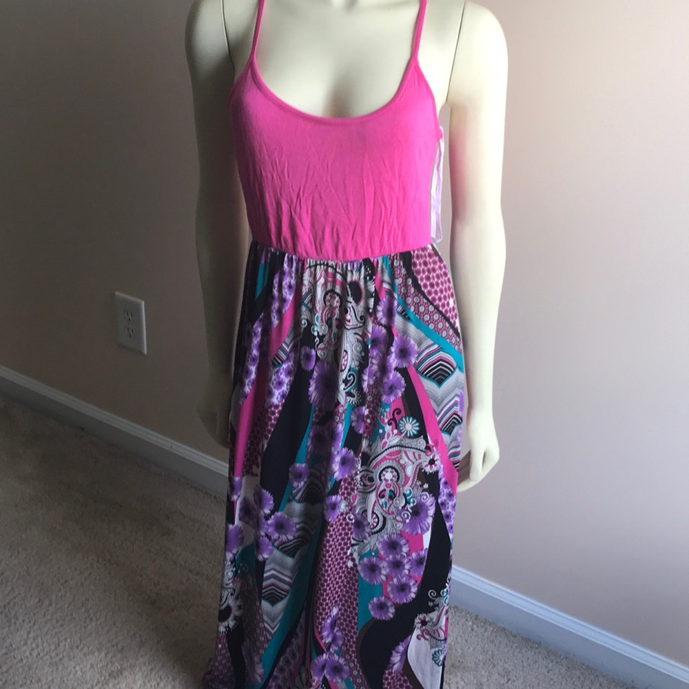 Floral racer back maxi dress